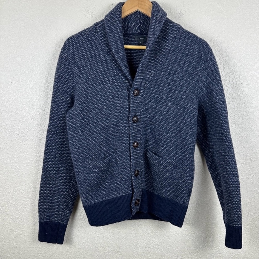 J.Crew Lambswool Shawl-Collar Button Front Long Sleeve Cardigan Size Medium Men